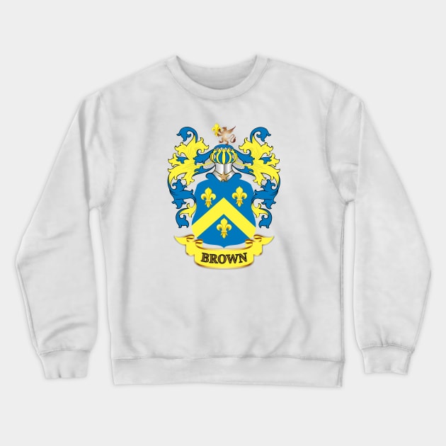 Brown Family Name Crest Crewneck Sweatshirt by KC Morcom aka KCM Gems n Bling aka KCM Inspirations